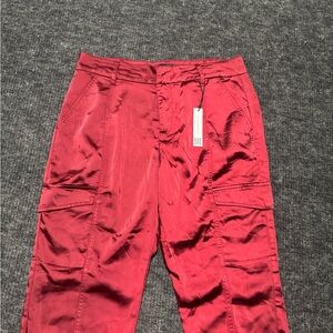 Sanctuary Burgundy Satin Cargo Pants
